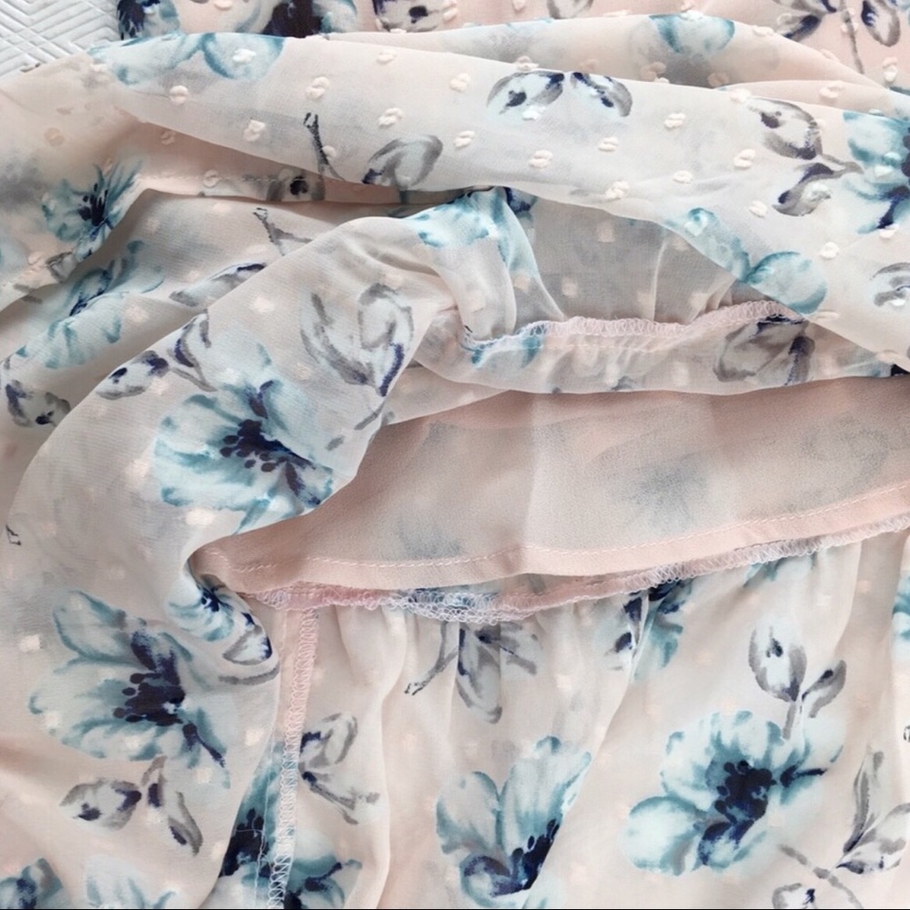 Floral Midi Dress Swiss Dot/Cold Shoulder Design,M - Picture 4 of 8